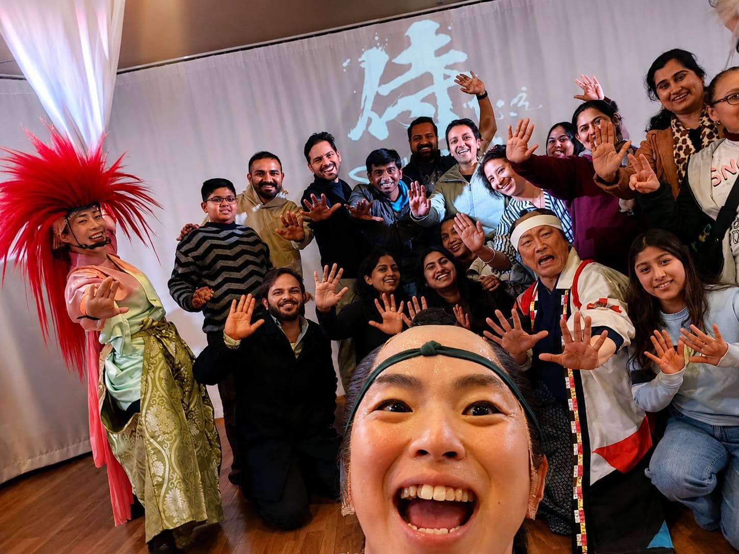 Odaduu group with performers at a samurai cultural show in Japan
